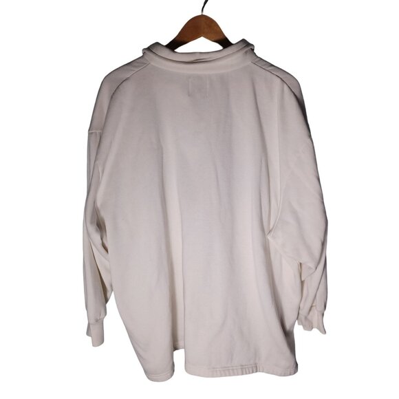 Womens Christmas Sweatshirt Plus Size 4X White Button Up Holiday Angels Festive - Picture 7 of 8